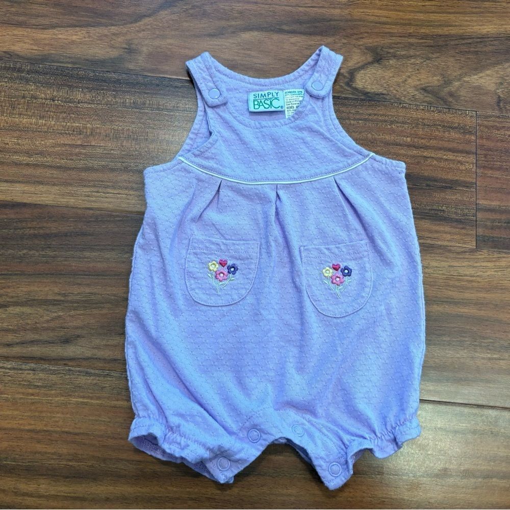 Simply Basic light purple embroidered flower romper